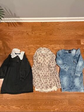 3 Dress Bundle -1 Floral Zara Dress,& 1 Blk Zara Denim Dress, 1 blue denim dress